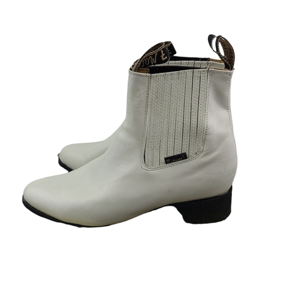 New 7‎ Machos 100% Leather Ivory White Boots sz 9
